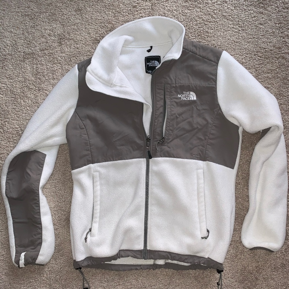 North Face white fleece jacket